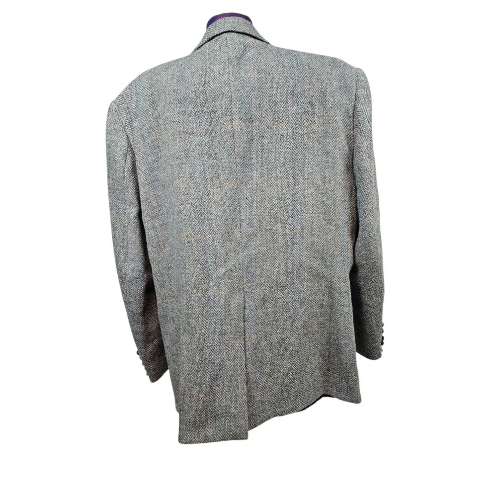 Oakton Ltd Mens Grey Herringbone Wool 52B Blazer Sport Coat Vintage 100% Wool
